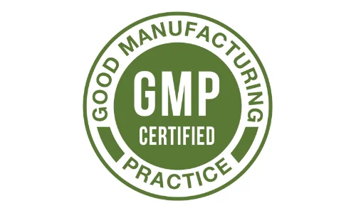 PrimeBiome GMP certified manufacturing badge